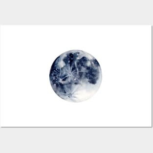 Full Moon in Watercolor Posters and Art